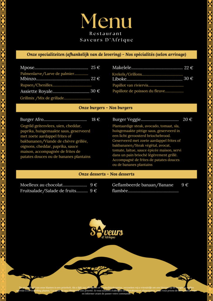 ONZE SPECIALITEITEN/ NOS SPÉCIALITÉS, BURGERS EN/ET DESSERTS